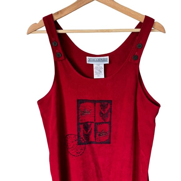 Vtg 90's Y2K Jessica Howard Maxi Jumper Pinafore Apron Sheath Dress NOS Red - Picture 3 of 16